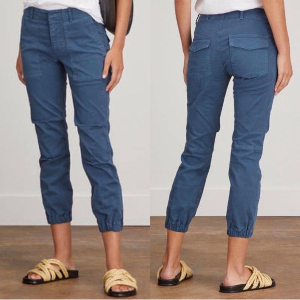 Nili Lotan French Cropped Military Pant in Blue Size 4